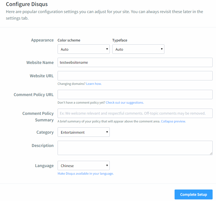 Configure Disqus