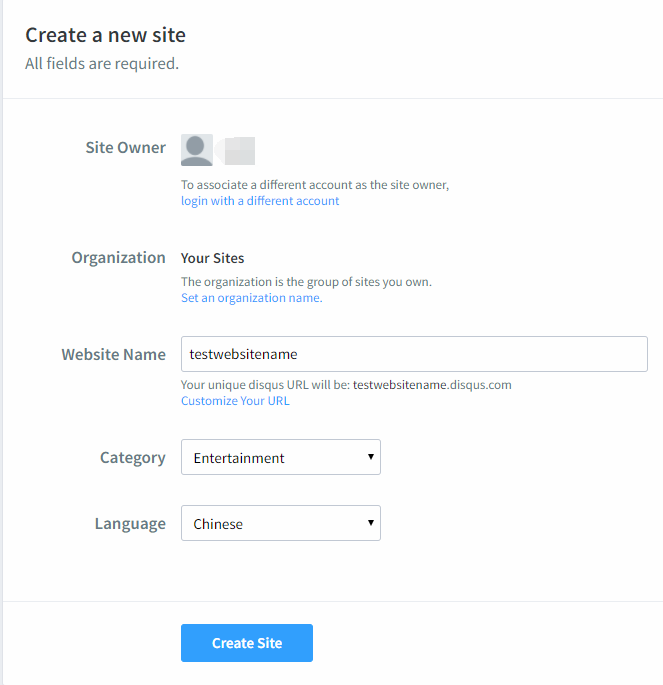 Create a new Site